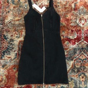 Black denim zip dress